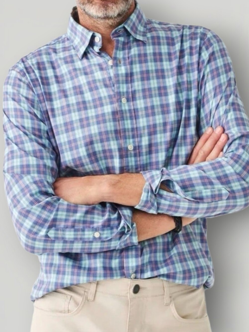 Faherty Movement Shirt XL Ocean Drive Plaid Blue Teal Stretch Button Down
